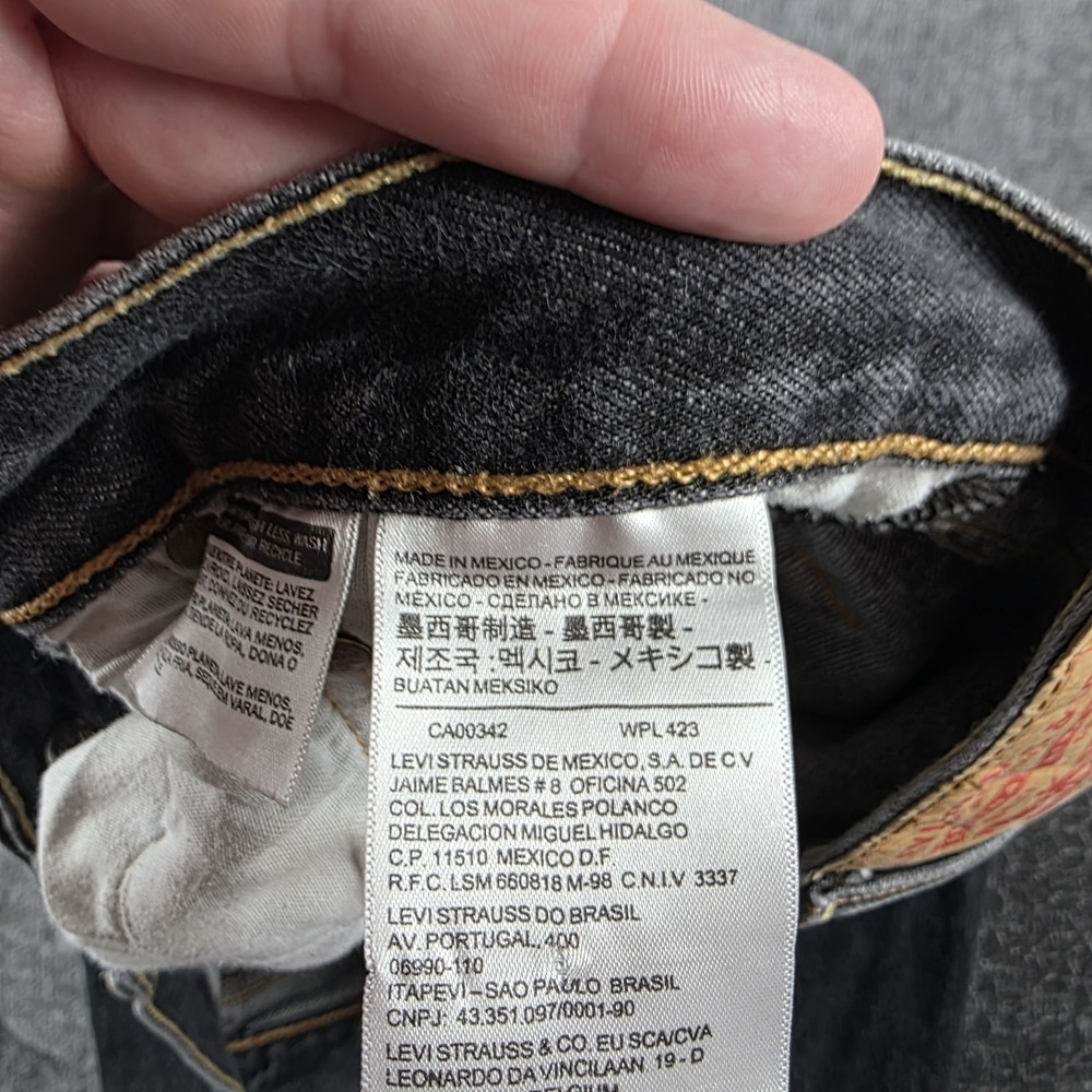 Levis 501xx Jeans Mens 42x32 (Fits 40x30) Faded Black Button Fly 100% Cotton Emo - Picture 8 of 9